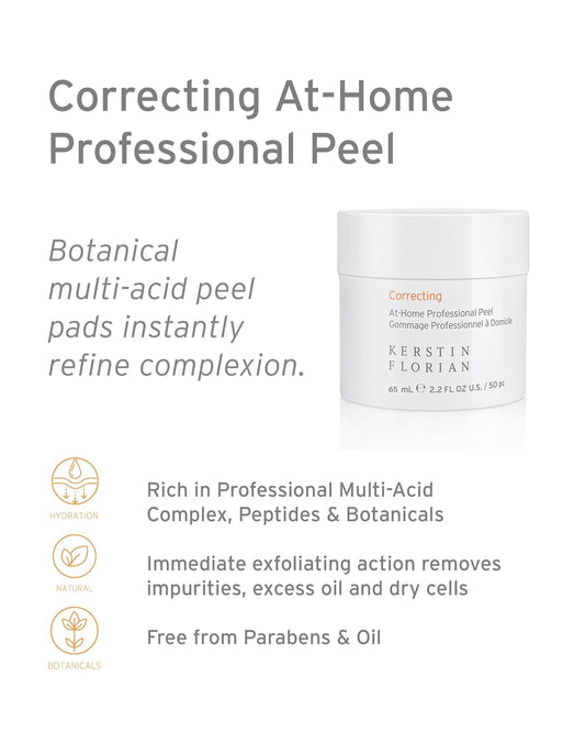 Kerstin Florian Correcting At Home Professional Peel | Glycolic & Lactic Acid Exfoliating Pore Pads (50 Individual Pads)