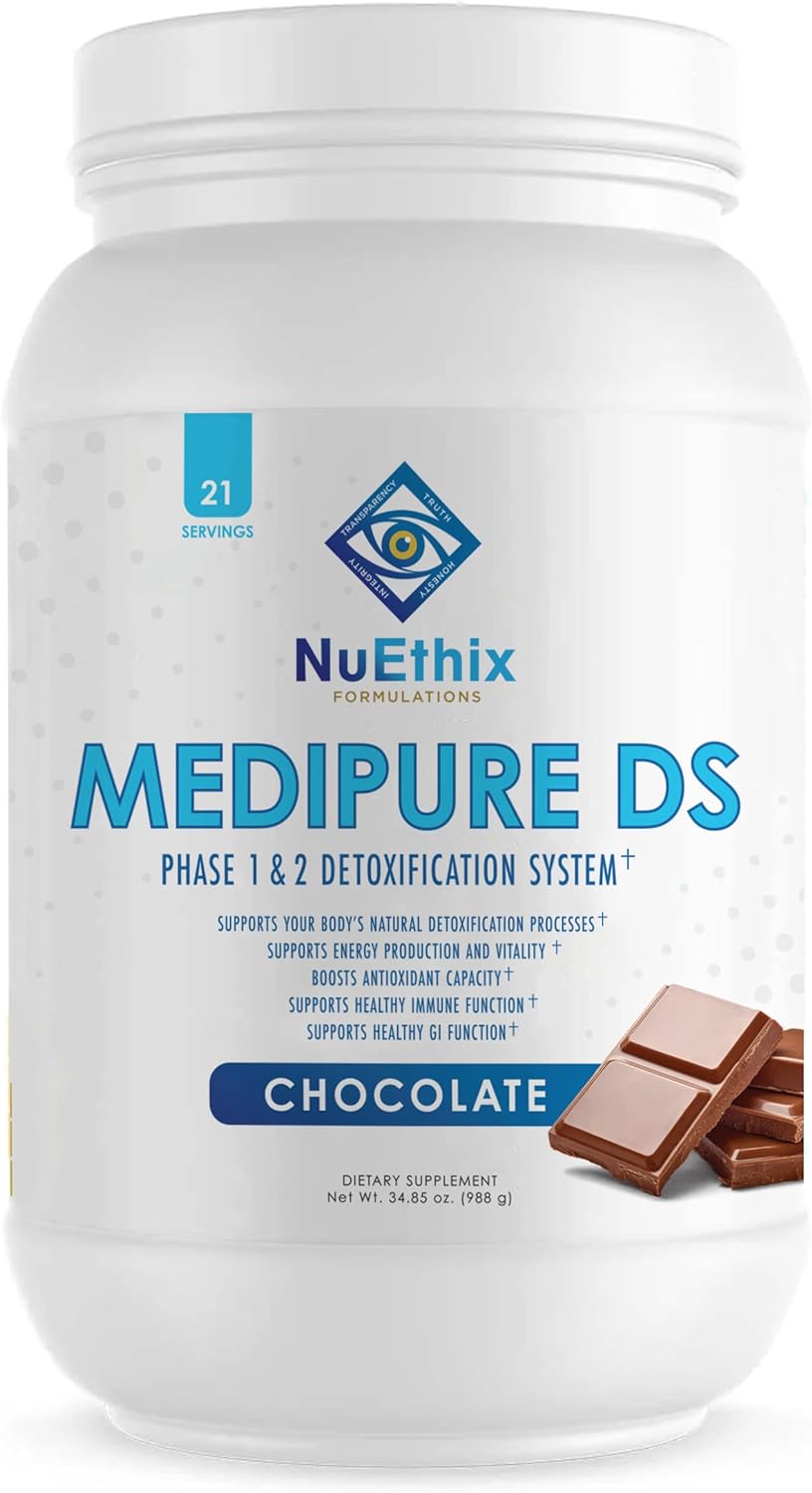 NuEthix Formulations Medipure DS with Rice Protein Phase 1 & 2 Detoxification System, Supplement to Help Support The Body?s Natural Detoxification Process, Chocolate (Non-Caffeinated), 21 Servings