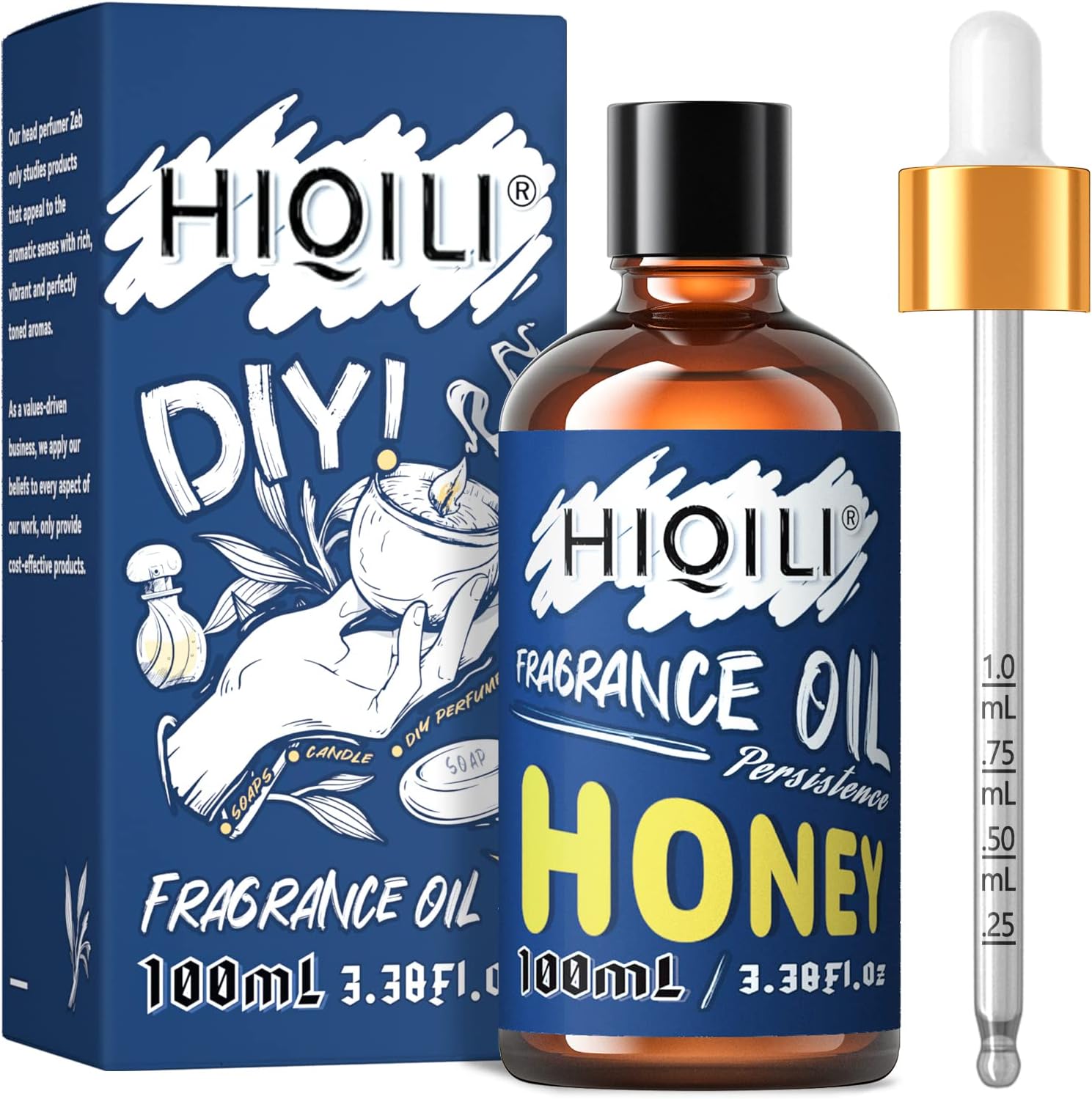 HIQILI Honey ?Essential Oil - Sweet Scent Fragrance Oil for Candle Soap Perfume Lotion Making, Home Diffuser, 3.38 Fl Oz Halloween Thanksgiving Gift