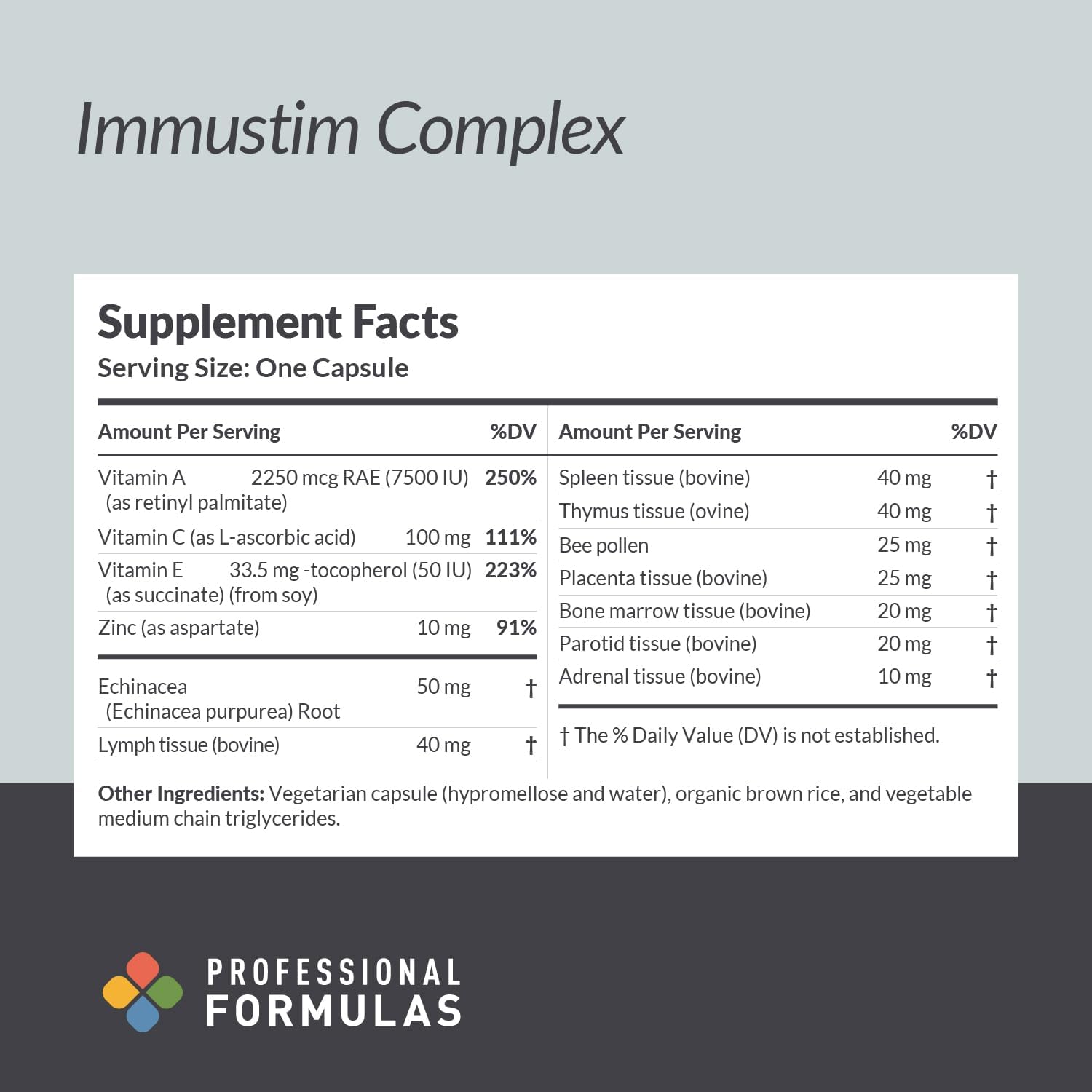 Professional Formulas Immustim Complex - Lyophilized Glandulars With Synergistic Support For Immune Health, Respiratory Health, And Normal Inflammatory Balance - Hypoallergenic, Gluten Free, 60 Caps