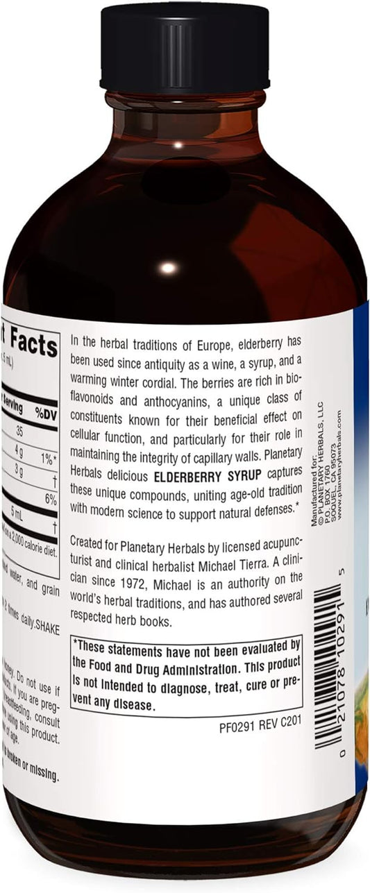 Planetary Herbals Elderberry Syrup, 8 Fl Oz (236.56 Ml) Glass