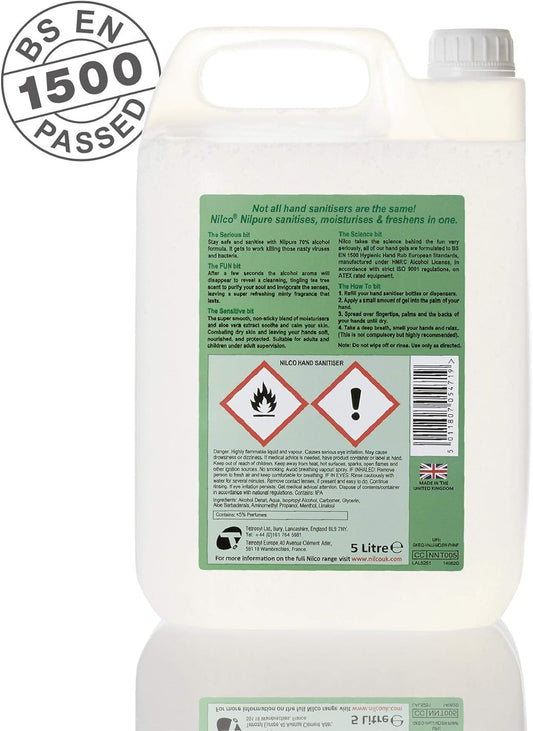 Nilco Nilpure Moisturising Fragranced Tea Tree And Mint Scented Hospital Grade Hand Sanitiser - 5L