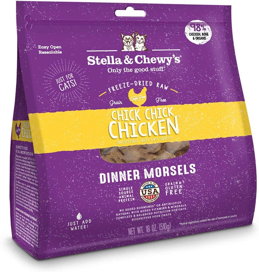 Stella & Chewy'S Freeze-Dried Raw Chick, Chick, Chicken Dinner Morsels Cat Food, 18 Oz. Bag, Freeze-Dried Raw Cat Dinner Morsels