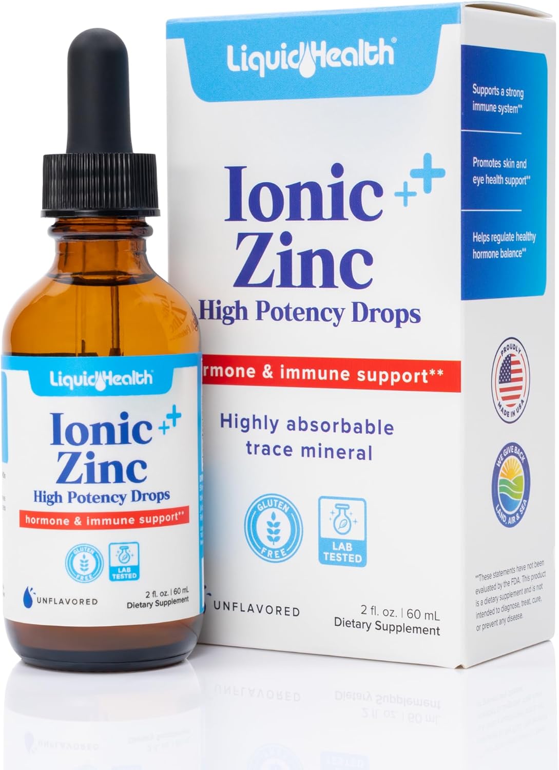 Liquidhealth Ionic Zinc High Potency Drops, Pure Zinc Trace Mineral Liquid Vitamin Supplement For Adults & Kids Over 4 - Immune Boosting, Digestive Support, Skin & Wound Health - Vegan, Non-Gmo (2 Oz)