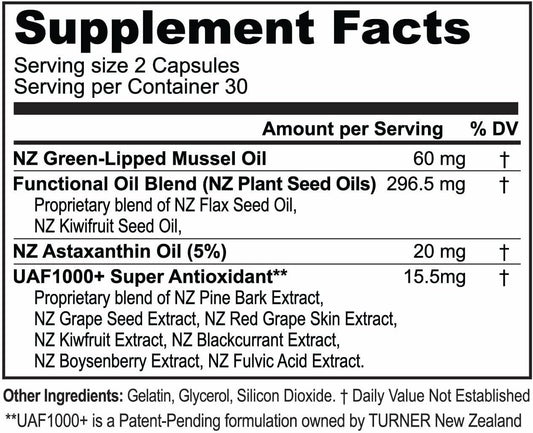 TURNER New Zealand Green Lipped Omega-3 Mussel Oil, 53x Higher Potency