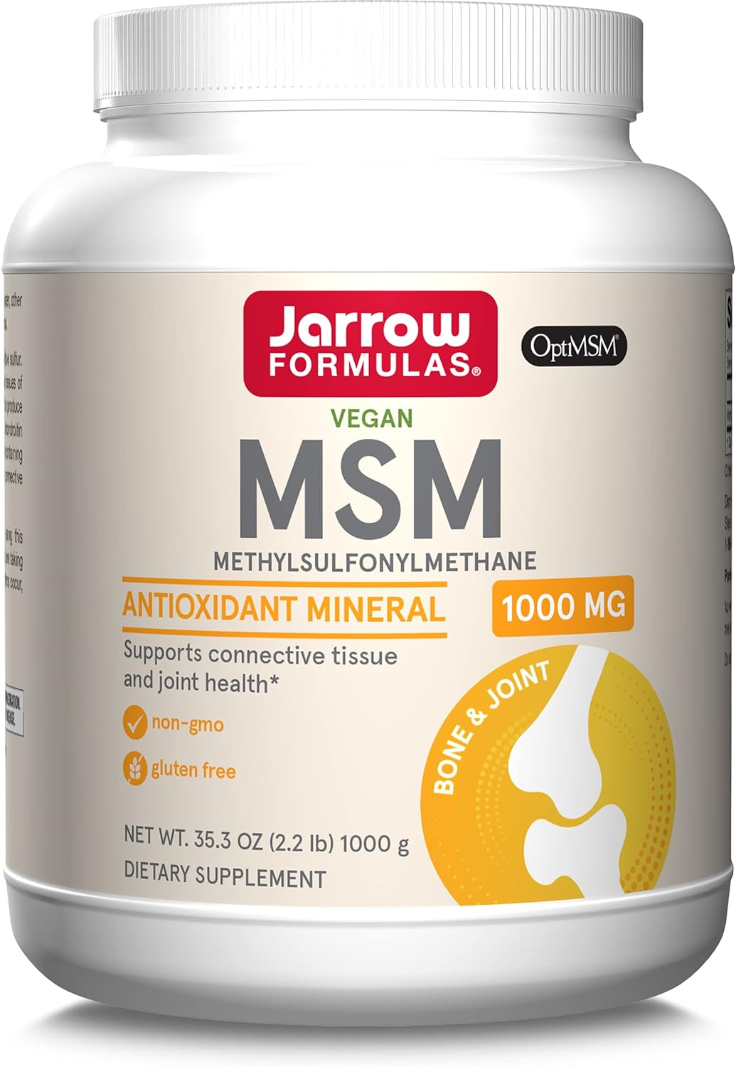 Jarrow Formulas Msm Powder, Methylsulfonylmethane, 1,000Mg, Antioxidant Mineral, Joint Health Supplement And Skin Support, 2.2 Lbs, Approx. 1000 Servings