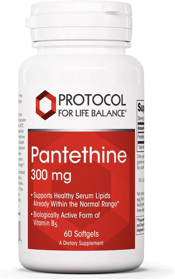 Protocol Pantethine 300mg - Active Form of Vitamin B5 - Liver Support* - Support Cholesterol Already Within Normal Range* - Pantethine Vitamin Supplement - 60 Softgels