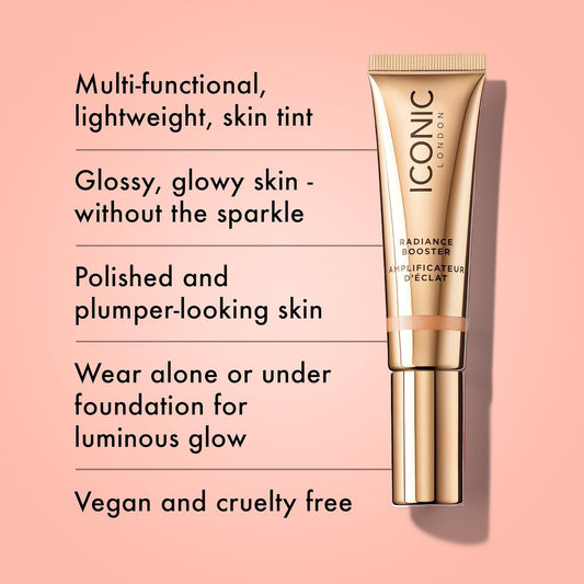 Iconic London Radiance Booster – Sheer Tinted Primer With Radiant Glow, Champagne Glow, 30Ml