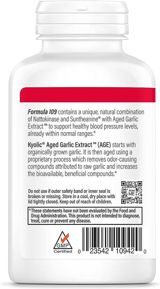 Kyolic Aged Garlic Extract Formula 109, Blood Pressure Health, 160 Capsules