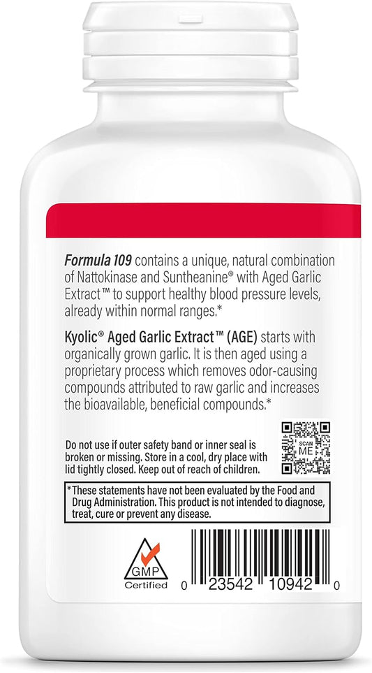 Kyolic Aged Garlic Extract Formula 109, Blood Pressure Health, 160 Capsules