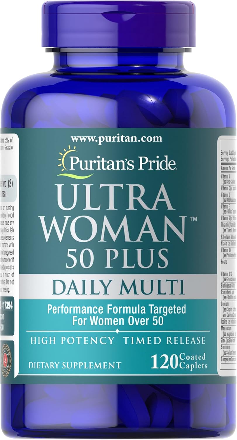 Puritan'S Pride Ultra Woman 50 Plus High Potency Performance Time Release Daily Multivitamin With Zinc, Supplement To Support Healthy Aging And Cellular Energy Production, 2 Month Supply, 120 Count
