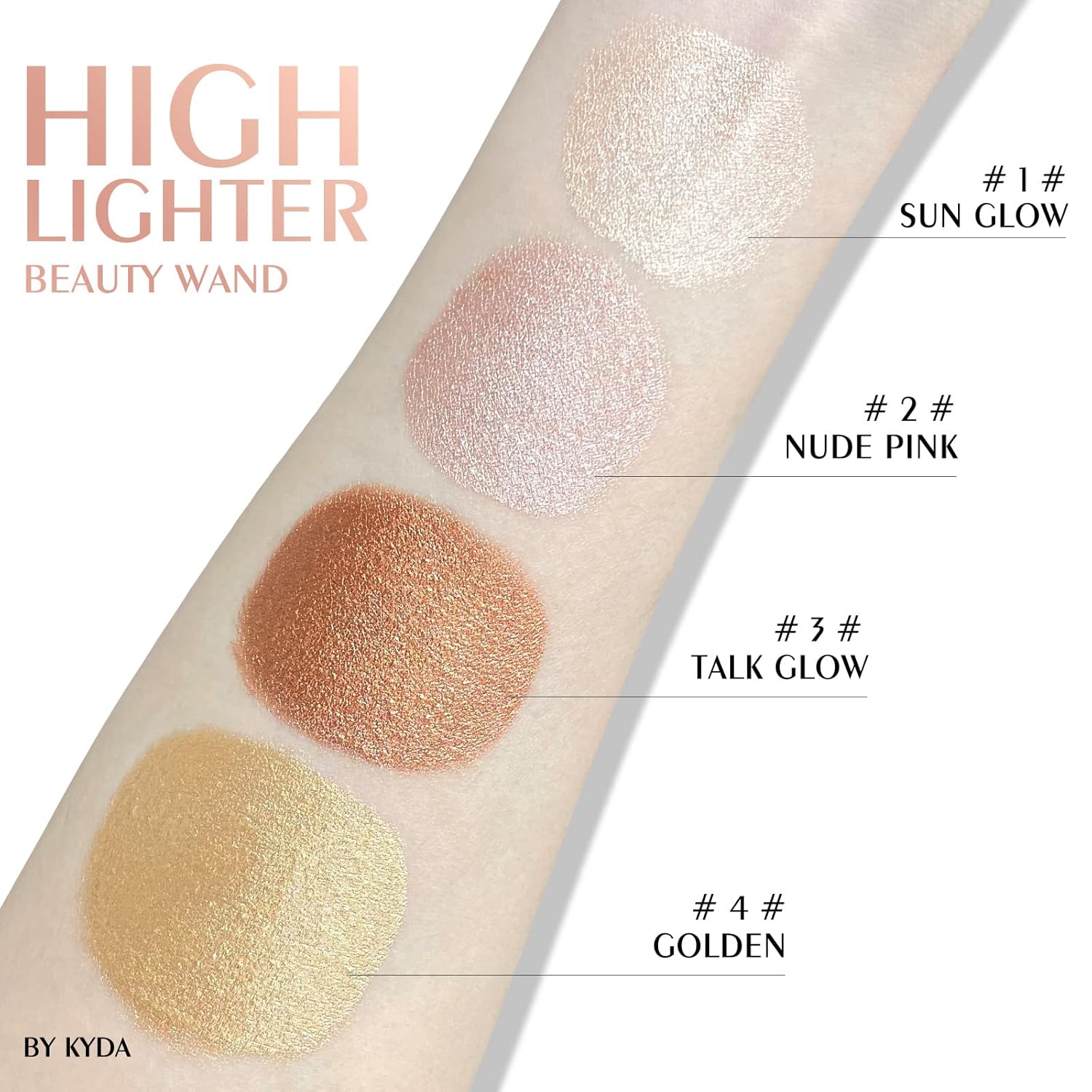 Kyda Highlighter Beauty Wand, Face Illuminator With Cushion Applicator, Natural Glossy Finish, Silky Smooth Cream, Face Highlighter Bronzer Makeup, Lightweight Blendable-Golden : Beauty & Personal Care