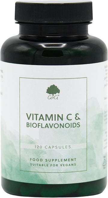 Vitamin C & Bioflavonoids Capsules | 750Mg Vitamin C Per Capsule | 120 Vegan Capsules | G&G Vitamins