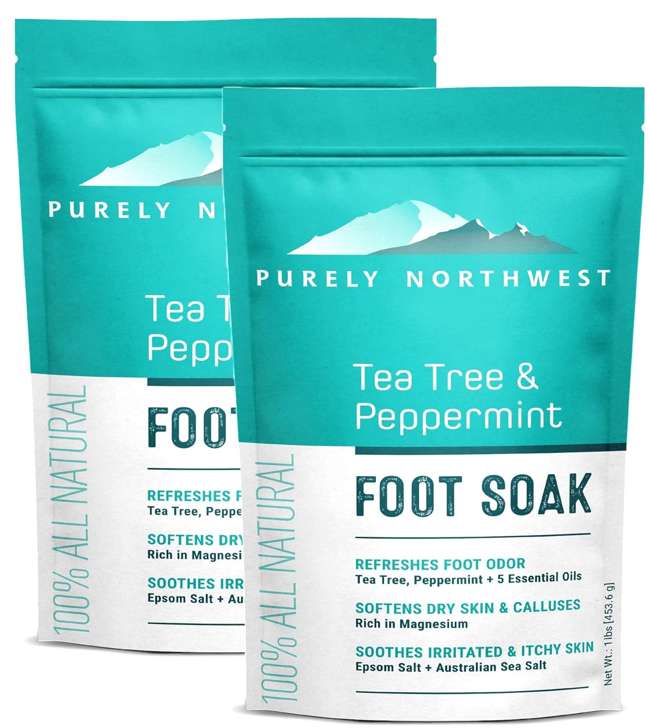 Tea Tree,Peppermint,Msm & Epsom Salt Foot Soak-For Athletes Foot Burning & Itching-Stubborn Foot Odor-Softens Callouses-Soothing For Foot Discomfort-All Natural Made In The Usa-Purely Northwest-2 Lb