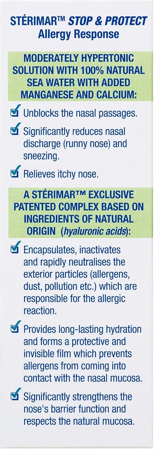 Sterimar Stop & Protect Allergy Response- 100% Natural Sea Water Based Nasal Spray with Added Manganese and Calcium- 20 ml Can (Pack of 2) : Amazon.co.uk: Health & Personal Care