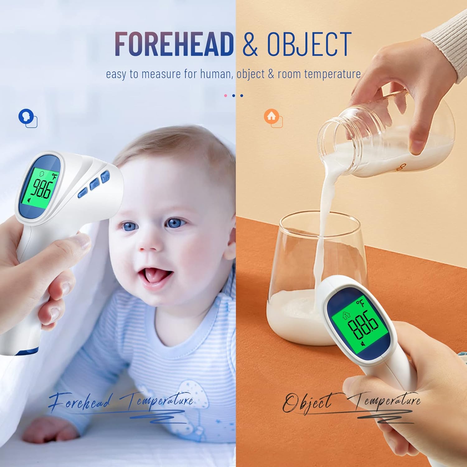 No-Touch Thermometer for Adults and Kids, Digital Thermometer with Fever Alarm, Fast Accurate Results, Easy for All Ages, Basal Thermometer : Baby