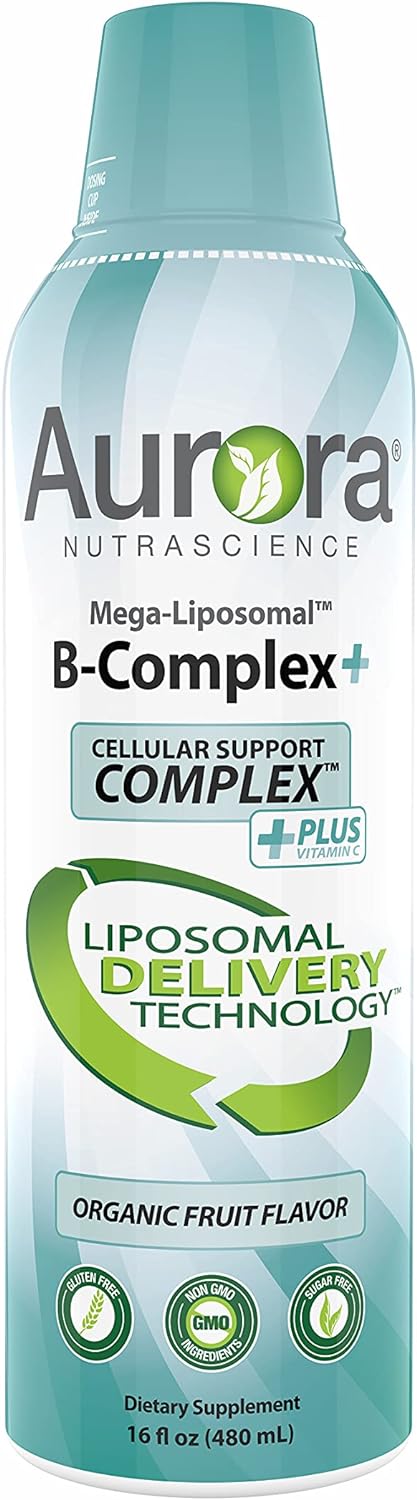 Aurora Nutrascience, Mega-Liposomal B-Complex + Vitamin C, Gluten Free, Non-GMO, Sugar Free, Organic Fruit Flavor, 16 fl oz (480 mL)