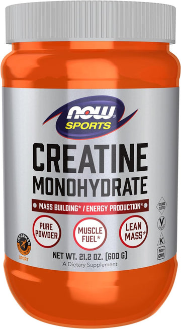 NOW Sports Nutrition, Creatine Monohydrate Powder, Mass Building*/Energy Production*, 21.2-Ounce