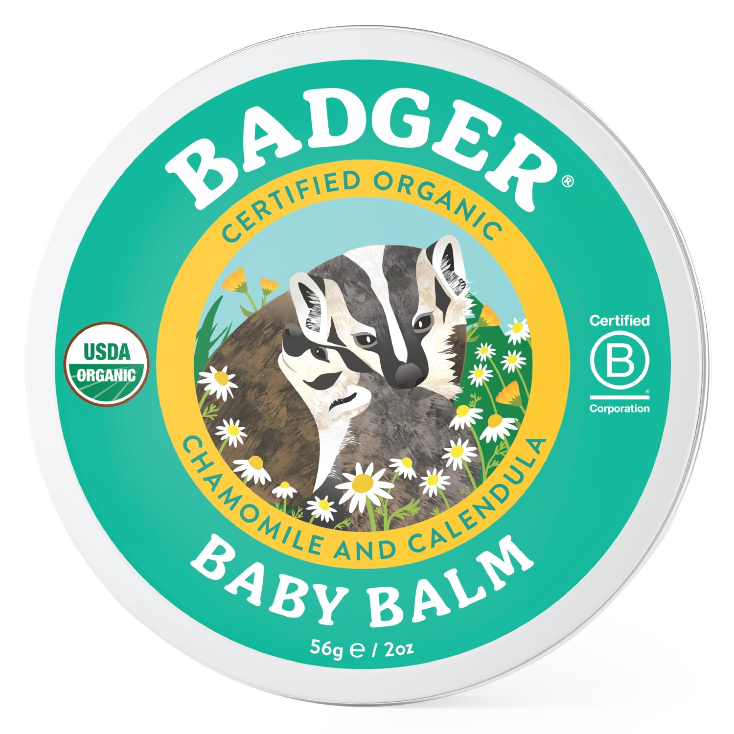 Badger Baby Balm W Chamomile Calendula, All Organic Baby Moisturizer For Cradle Cap Diaper Rash, Soothing Nourishing Gentle Baby Skin Care, Concentrated Baby Lotion For Newborn To Toddler, 2 Oz