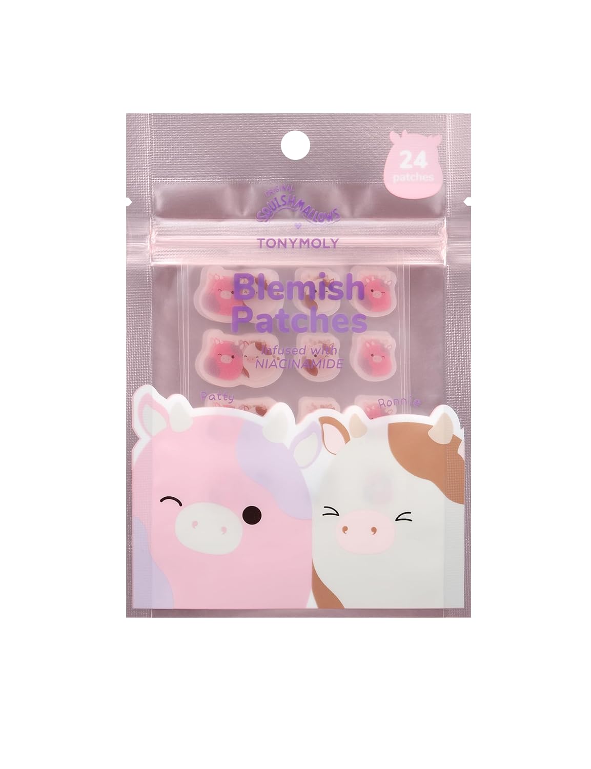 Tonymoly X Squishmallows Patty + Ronnie Blemish Patches - Niacinamide Infused Hydrocolloid Pimple Patches, 24 Patches