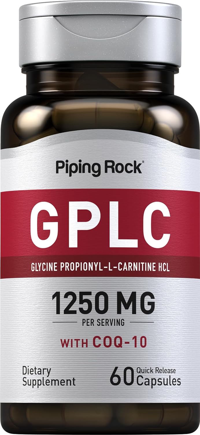 Piping Rock GPLC Glycine Propionyl-L-Carnitine | 1250mg | 60 capsules | Plus CoQ10 | Non-GMO, Gluten Free Supplement