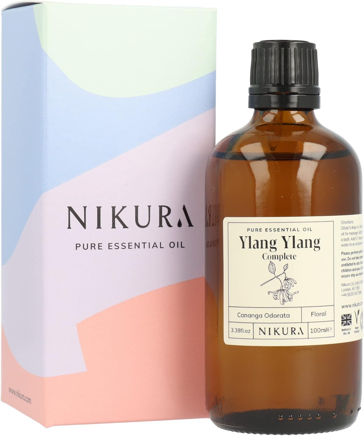 Nikura Ylang Ylang (Complete) Essential Oil - 100Ml | 100% Pure Natural Oils | Perfect For Diffuser, Aromatherapy, Humidifier | Great For Stress Relief, Mood Boost, Skincare, Sleep | Vegan & 100% Pure