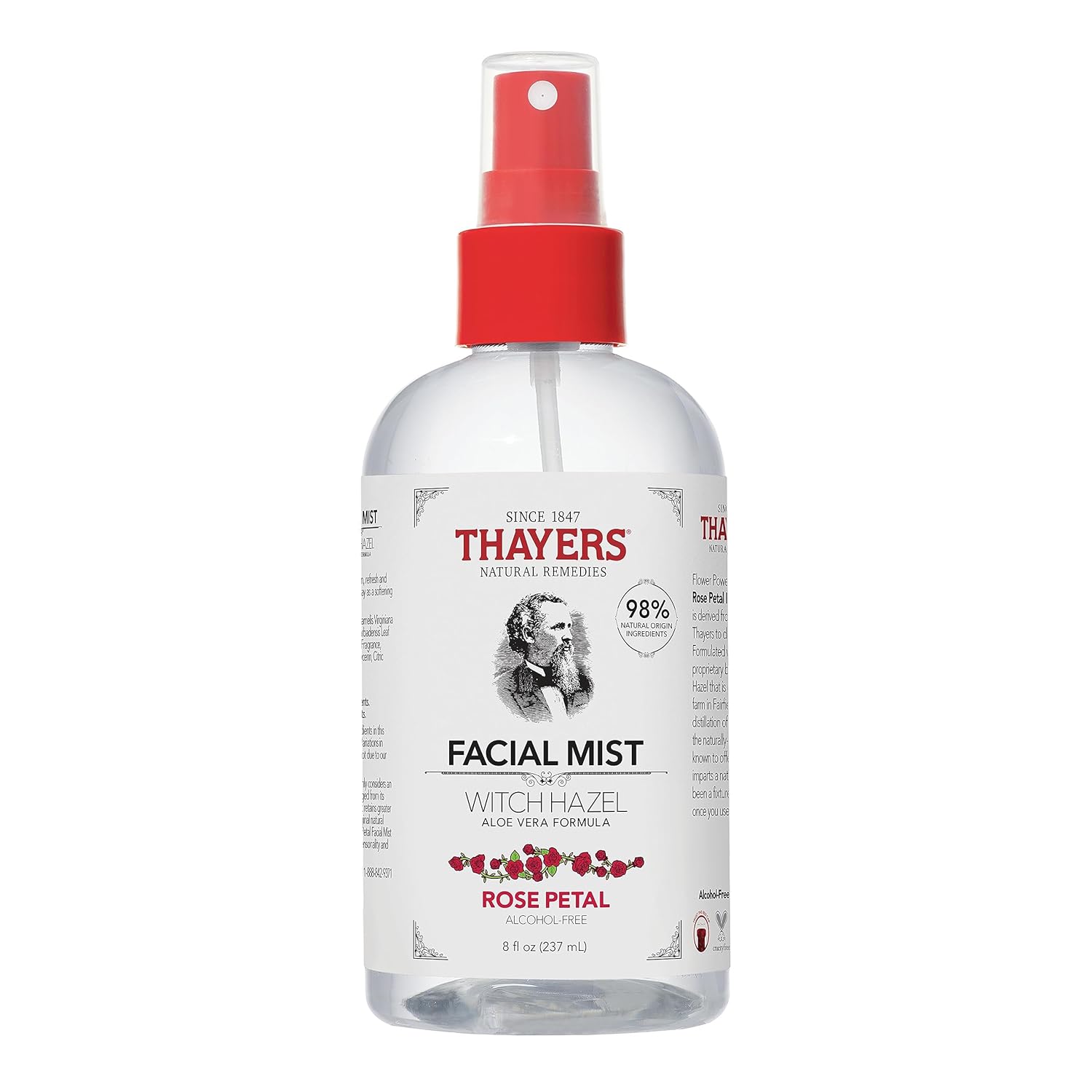 Thayers Alcohol-Free Witch Hazel Facial Mist Toner With Aloe Vera, Rose Petal, Soothing And Hydrating, For All Skin Types, 8 Oz