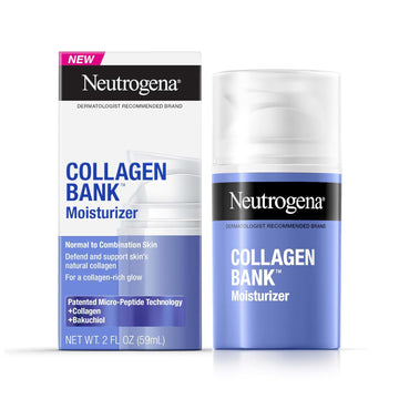 Neutrogena Collagen Bank Facial Moisturizer, Daily Collagen Face Moisturizer + Bakuchiol For Visibly Glowing, Plump Skin, Non-Comedogenic, Lightweight & Fragrance-Free, 2 Fl. Oz