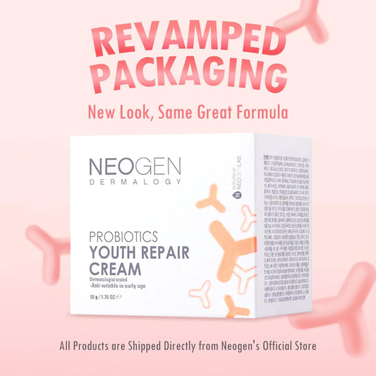 K-Beauty Neogen Dermalogy Probiotics Youth Repair Skin Cream Face Lotion W/Superprobiotics, Collagen & 11 Peptides Skin Repair Cream 1.76 Oz