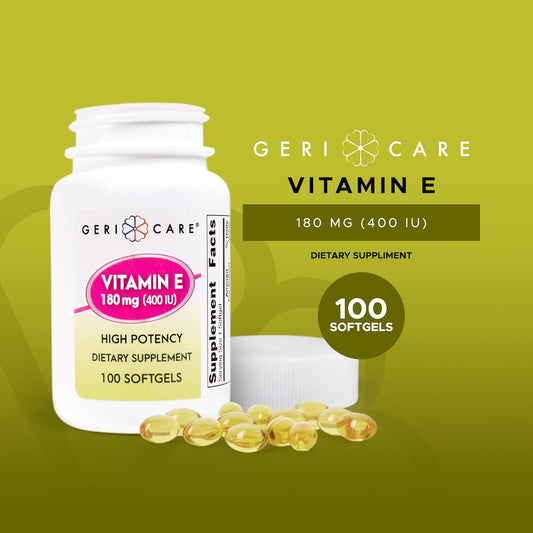 Gericare High-Potency Vitamin E Capsules – 400 Iu For Skin & Immune Support, 180Mg | 100 Count | Organic Vitamin E For Women And Men | Alternative To Nature Bounty & Solgar Vitamin E