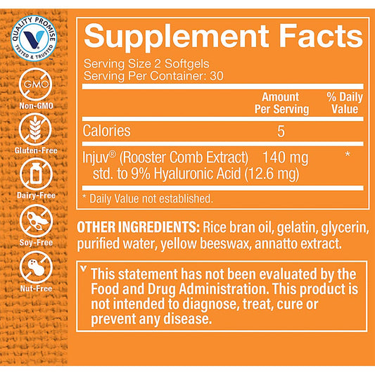 The Vitamin Shoppe Injuv? Hyaluronic Acid 140MG (Rooster Comb Extract), Supports Healthy Skin (60 Softgels)