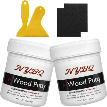Wood Putty, Wood Filler, Paintable Wood Filler, Wood Floor Repair Kit, 2 pcs 19.75 oz White Wood Filler,Quickly Repair Holes, Scratches, Cracks, etc., in a Variety of Wooden Furniture