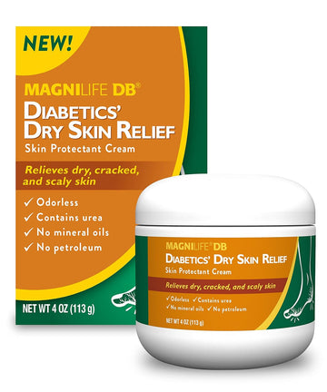 MagniLife DB Diabetics' Dry Skin Relief, Natural Diabetic Foot Cream to Heal Dry, Cracked, and Scaly Skin, Unscented, Petroleum-Free, Non-Greasy - 4oz