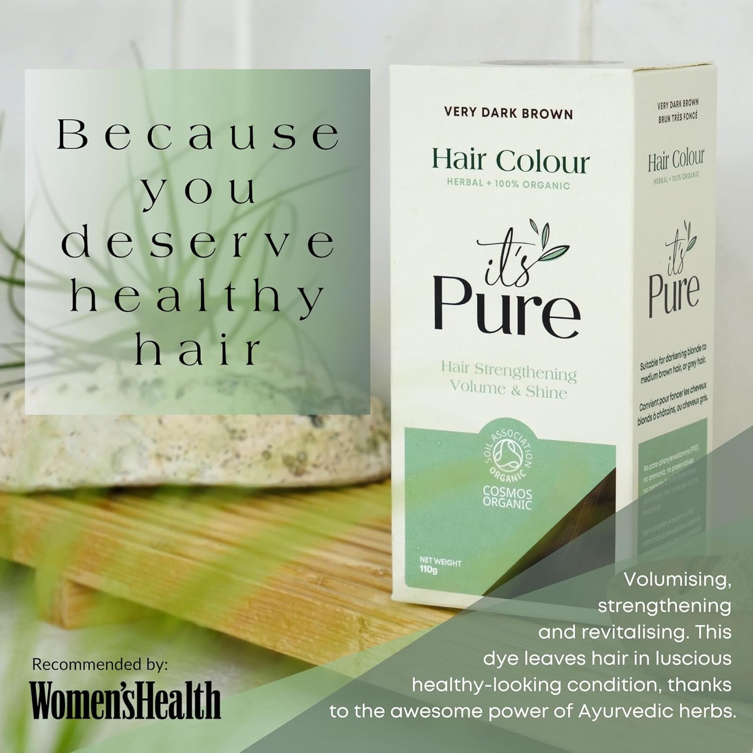 It'S Pure Organic Henna Hair Dye Very Dark Brown | 100% Natural, Vegan, & Gluten Free | Ppd Free Hair Dye, Ammonia Free, Resorcinol Free, & Peroxide Free | Volumising, Strengthening, & Revitalising |