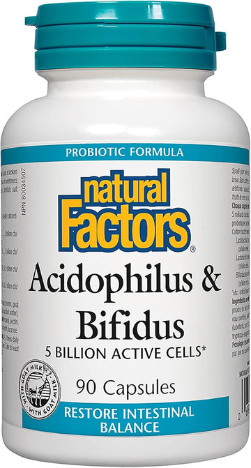 Natural Factors, Acidophilus Bif Goat Milk, 90 Tablets