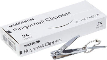 McKesson Fingernail Clippers with File - Steel Nail Clippers with Thumb Squeeze Lever and Keychain, 54.4 mm x 13.5 mm, 24 Count
