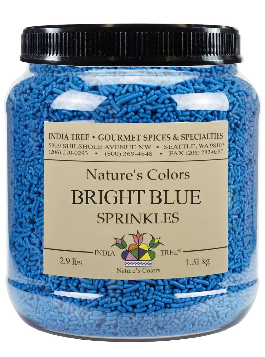 India Tree Bright Blue Sprinkles, Shimmery Sugar Sprinkles For Baking And Decorating, 2.9 Lb Canister (Pack Of 1)