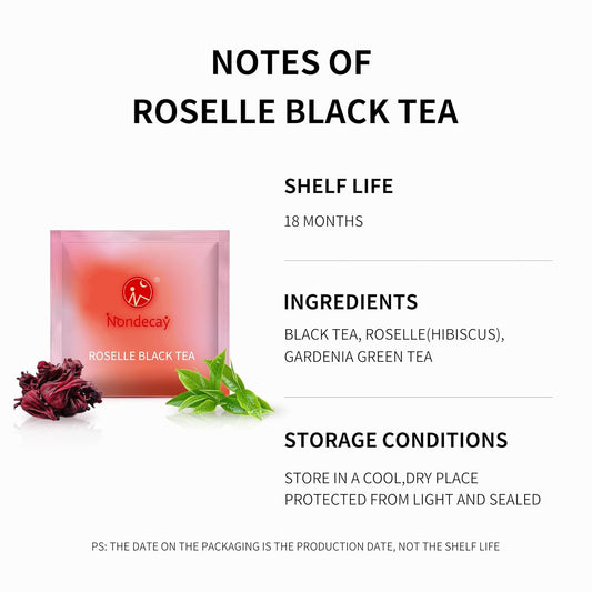 Roselle Black Tea|Nondecay Tea Sampler With 7 Pyramid Tea Infuser Bags - Fruit, Herb And Flower Tea For Cold Brew & Hot Brew, Birthday, Hostess And Co-Worker Fall Gifts