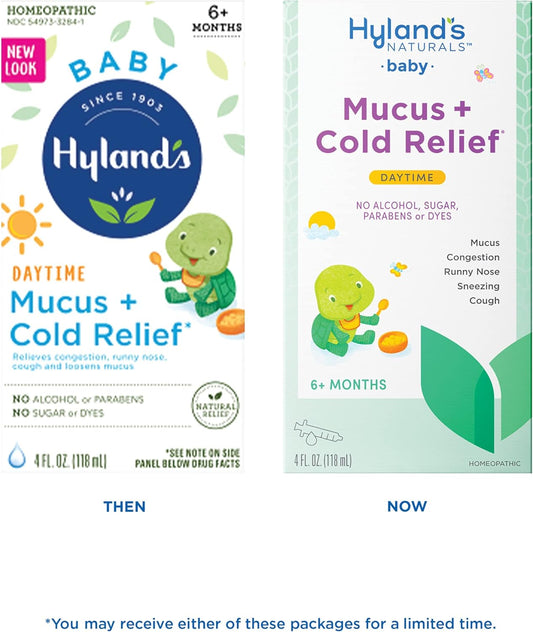 Hyland's Naturals Baby Mucus and Cold Relief, Daytime Baby Cold Medicine, Infant Cold and Cough Remedy, Decongestant, 4 Fluid Ounce