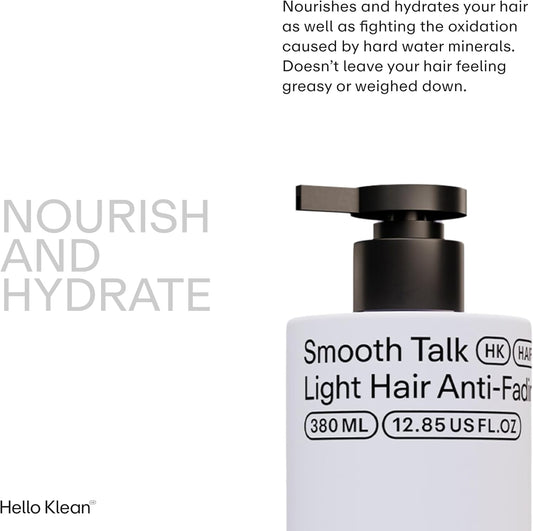 Hello Klean Smooth Talk Light Hair Anti-Fading Conditioner - Hydrates & Repairs To Reverse Damage Caused By Hard Water - Prevent Colour Fade & Protect Against Yellow Tones - With Uv Protection