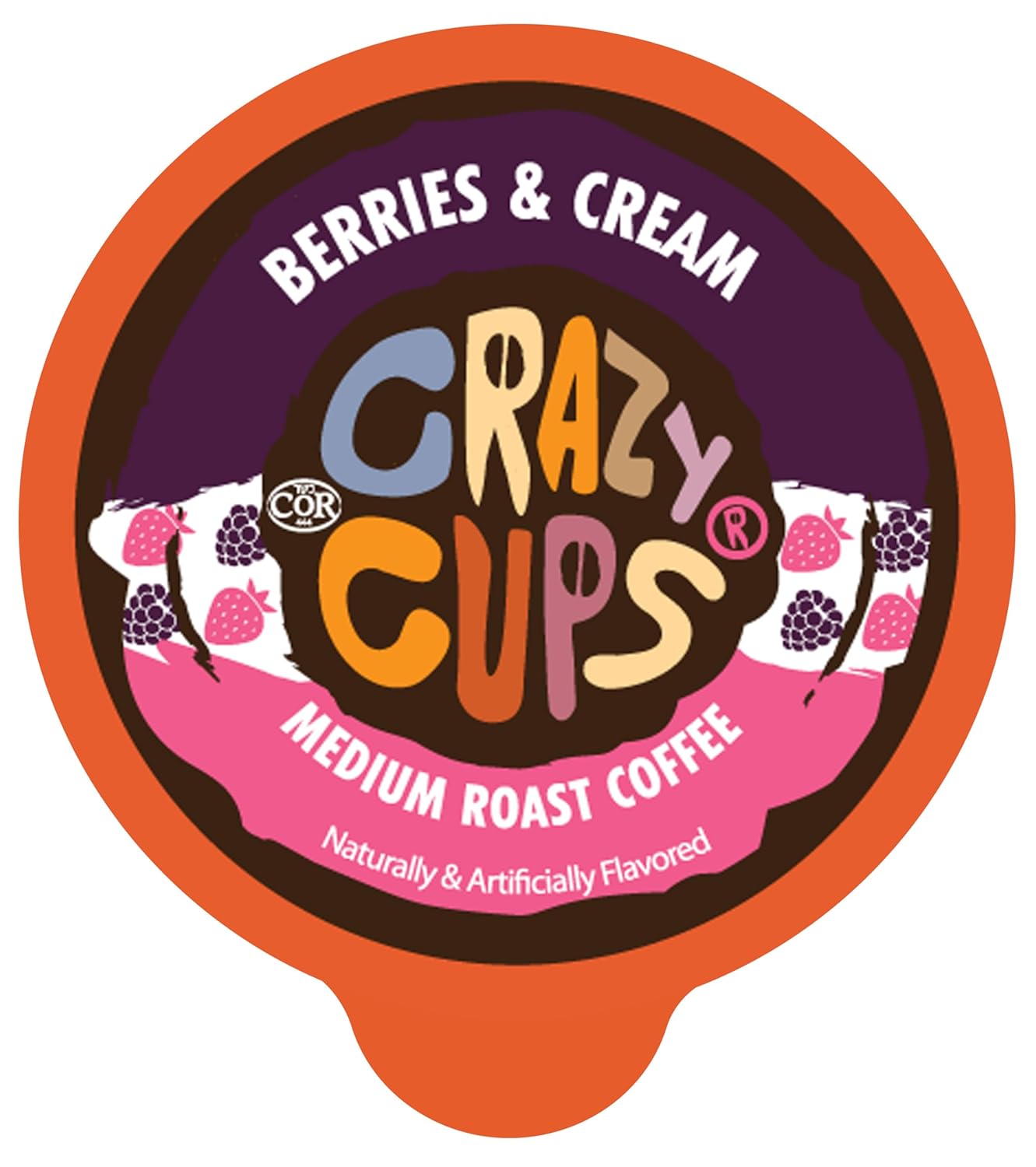 Crazy Cups Flavored Coffee Pods, Berries & Cream, Single Serve Keurig K Cups Machines, Hot Or Iced & Medium Roast Coffee In Recyclable Pods, 22 Count (Pack Of 1)
