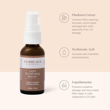 Trophy Skin Light Enhancing Serum - Antioxidant Serum For Red Light Therapy And Home Spa Treatment - Anti-Aging Face Moisturizer For Women - 10Ml
