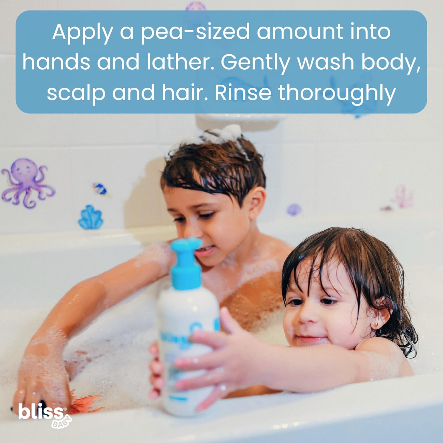 Bliss Baby Shampoo And Body Wash, Premium 2-In-1 For Babies, Toddlers & Kids, Unscented & Hypoallergenic - Gentle Baby Soap - Vegan, Hydrating For Sensitive Skin - Avocado, Shea Butter & Calendula : Baby
