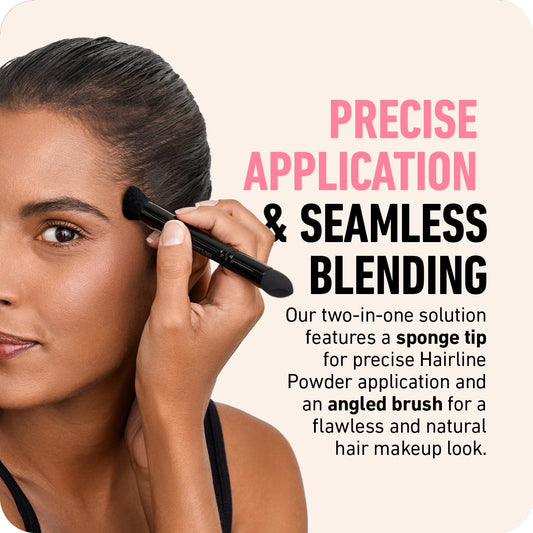 BOLDIFY Dual-Ended Hairline Powder Brush - Precision Hair Makeup Brush Set with Sponge Tip for Seamless Blending - Ideal as a Hair Concealer Brush, Hair Contour Brush, Root Touch Up