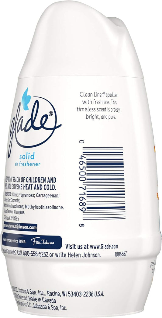 Glade Solid Air Freshener, Deodorizer for Home and Bathroom, Clean Linen, 6 Ounce (Pack of 12)