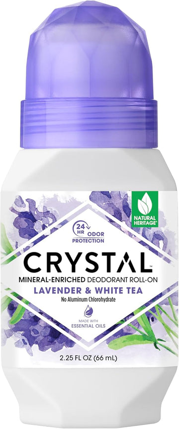 Crystal Essence Deodorant Roll-On, Lavender And White Tea 2.25 Fl. Oz