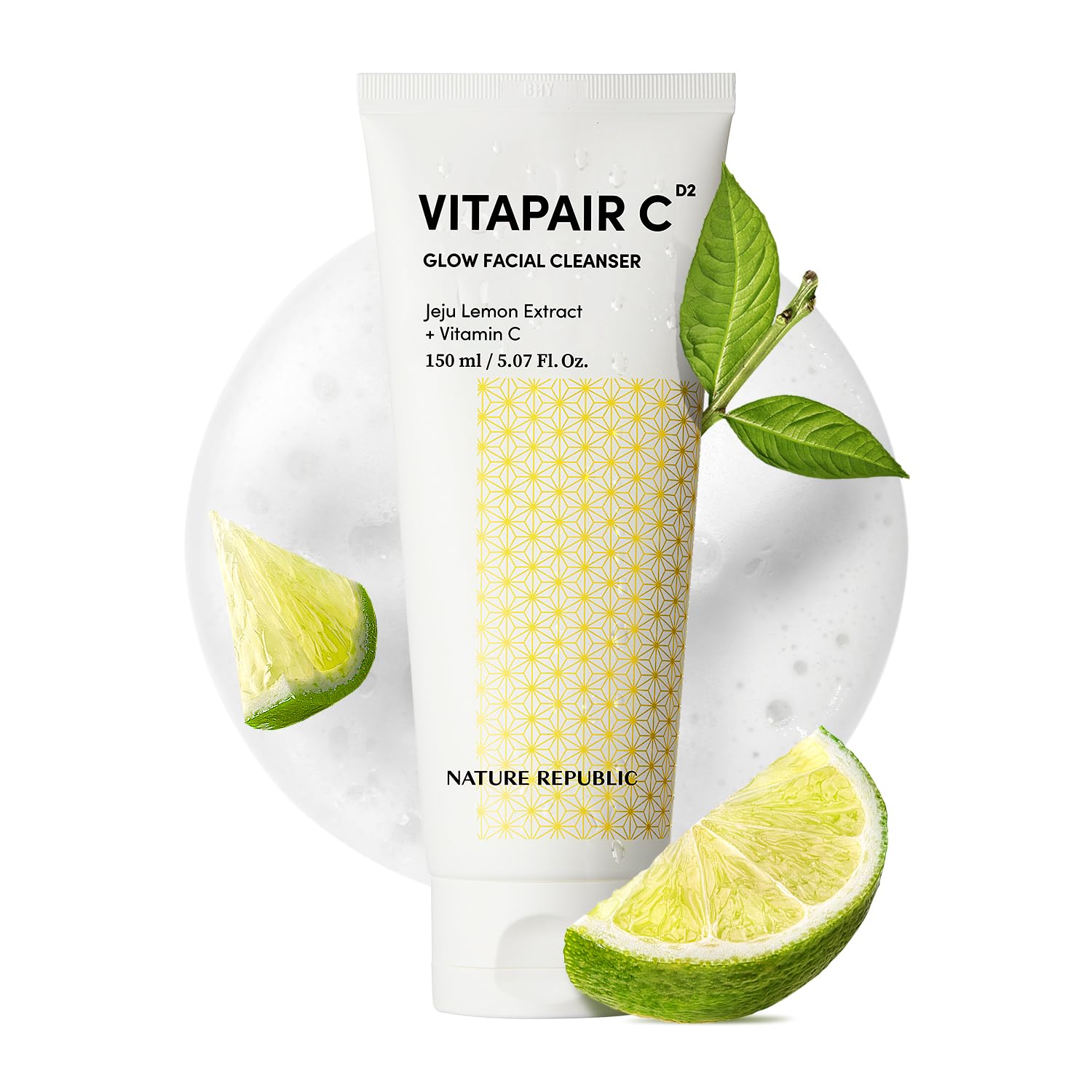 Nature Republic Vitapair C Glow Facial Cleanser, Centella Asiatica Extract, Citrus Lemon Fruit Extract, Face Wash, Cleansing Foam, Vitamin C Cleanser,Valentines Day Gifts 150Ml / 5.07 Fl Oz