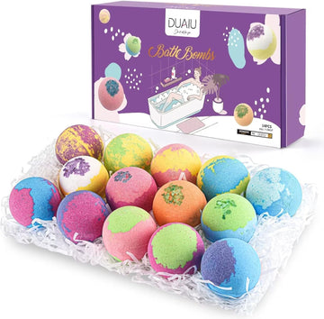 Duaiu 14Pcs Gift Set: Organic Bath Bombs With Natural Essential Oils - Relaxing Bath Gift Set For Women, Kids, Her, Him, Wife, Girlfriend, Mother, Dad