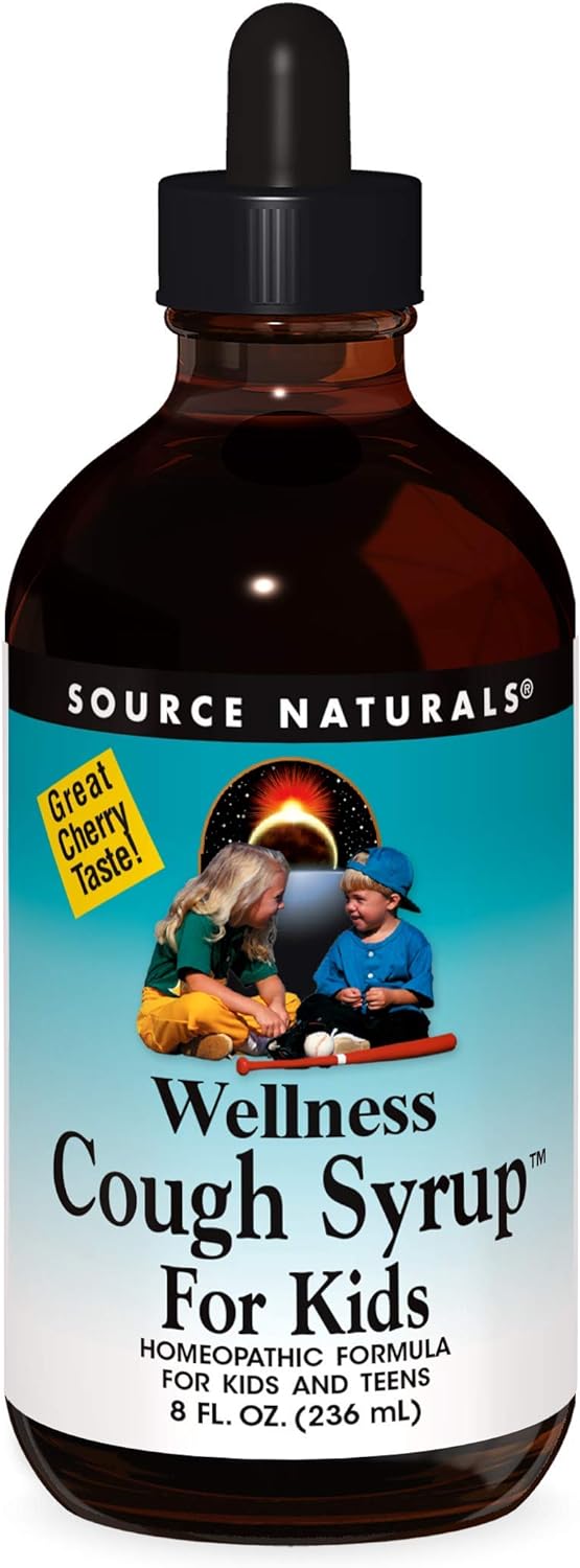 Source Naturals Wellness Cough Syrup for Kids - Homeopathic Formula for Children and Teens - 8 Fluid oz