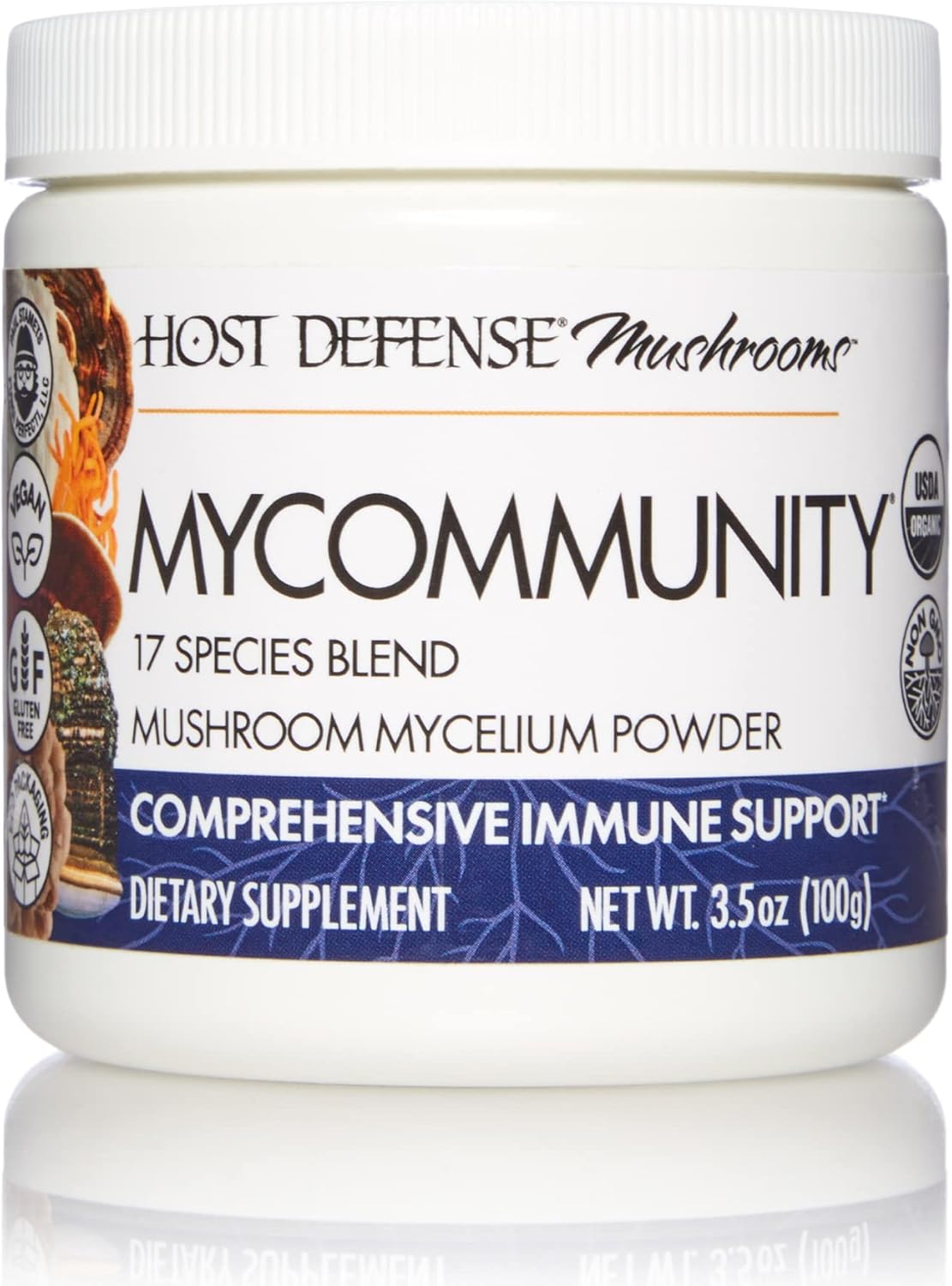 Host Defense, MyCommunity Powder, Advanced Immune Support, Mushroom Supplement with Lion?s Mane and Reishi, 100 G